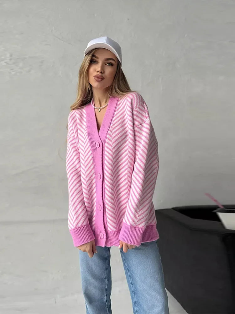 Jillian - Elegant herringbone cardigan