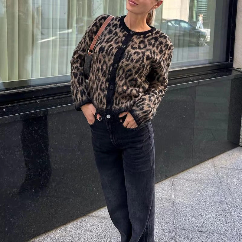 Sofia - Leopard print knitted cardigan