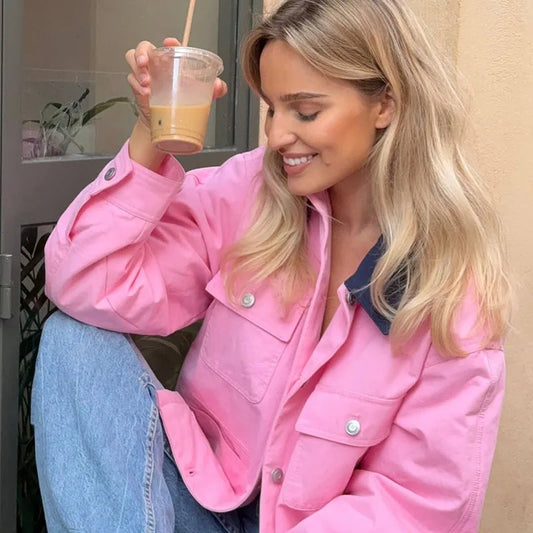 Matilda - Pink denim spring jacket