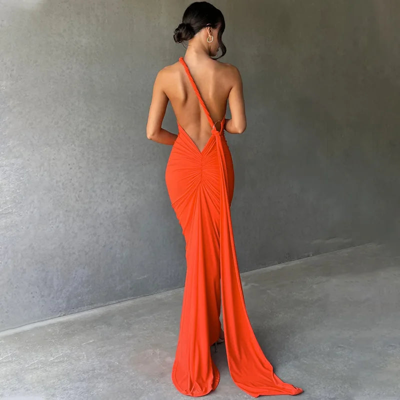 Coralie - Elegant one shoulder long dress