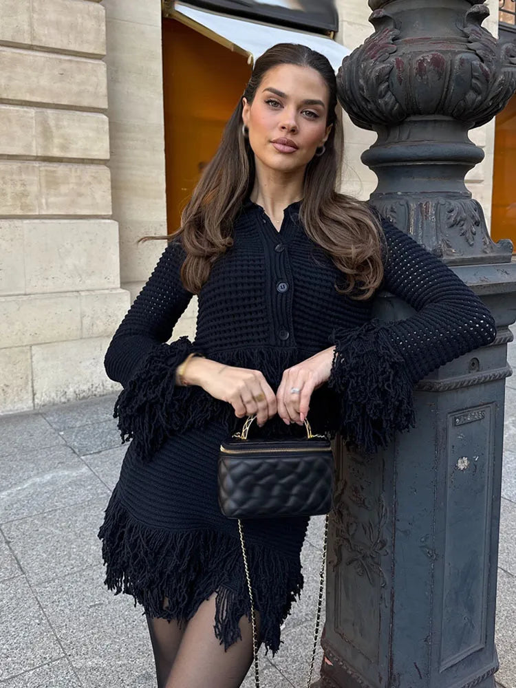 Orielle - Knitted fringe two piece set
