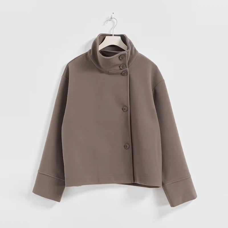 Elodie - High neck wool blend coat