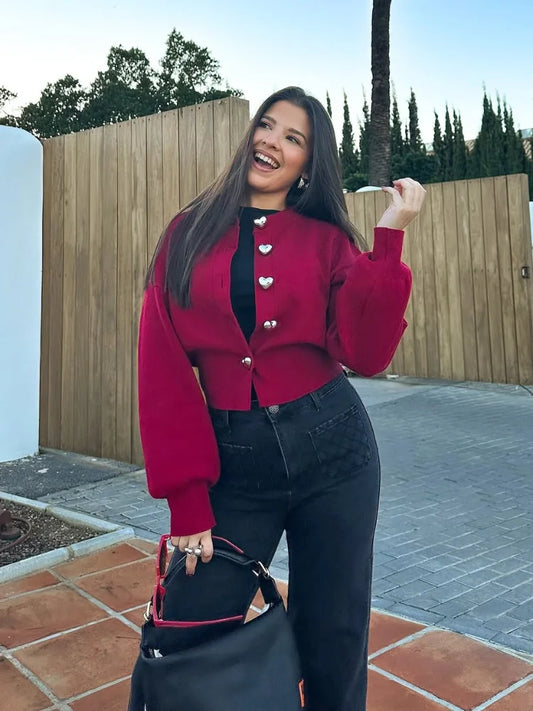 Amora - Heart button cardigan