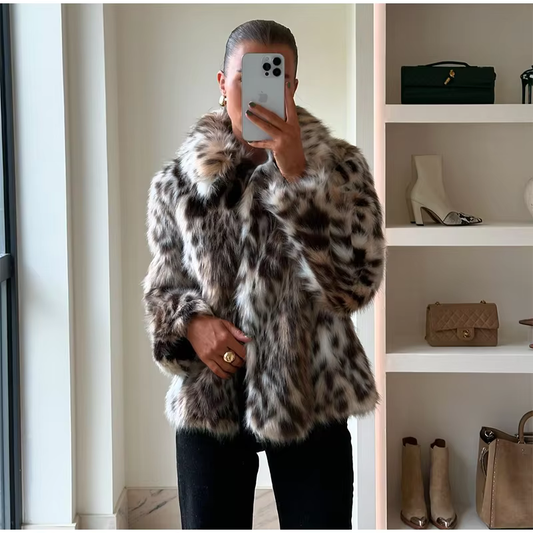 Bridget - Leopard faux fur coat