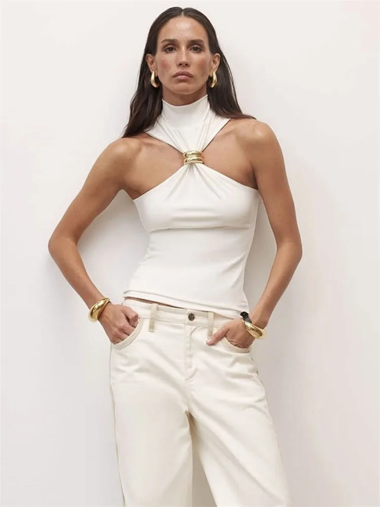 Amira - Elegant top with metal detail