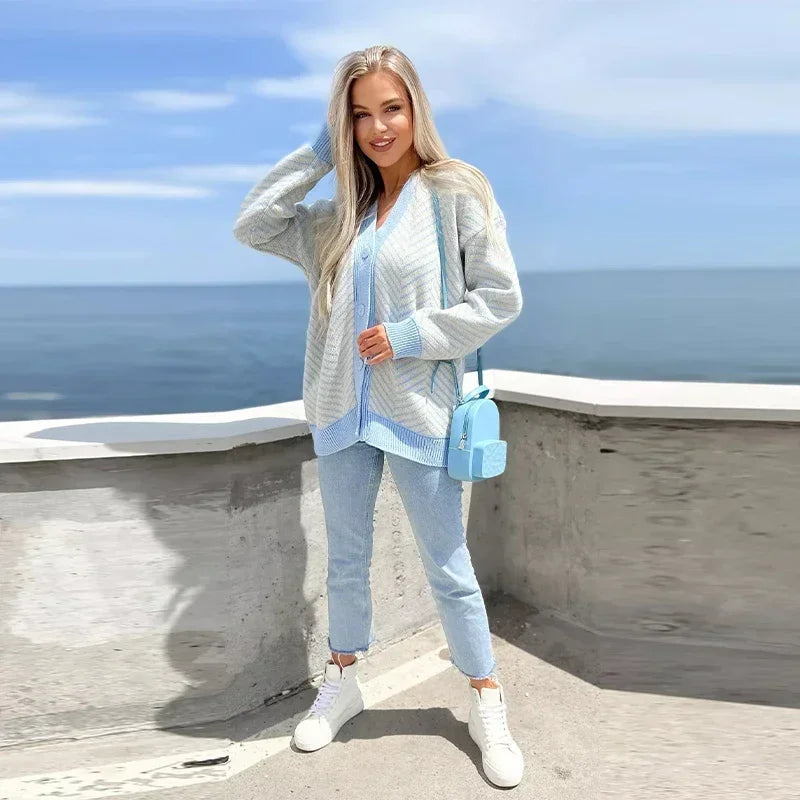 Jillian - Elegant herringbone cardigan
