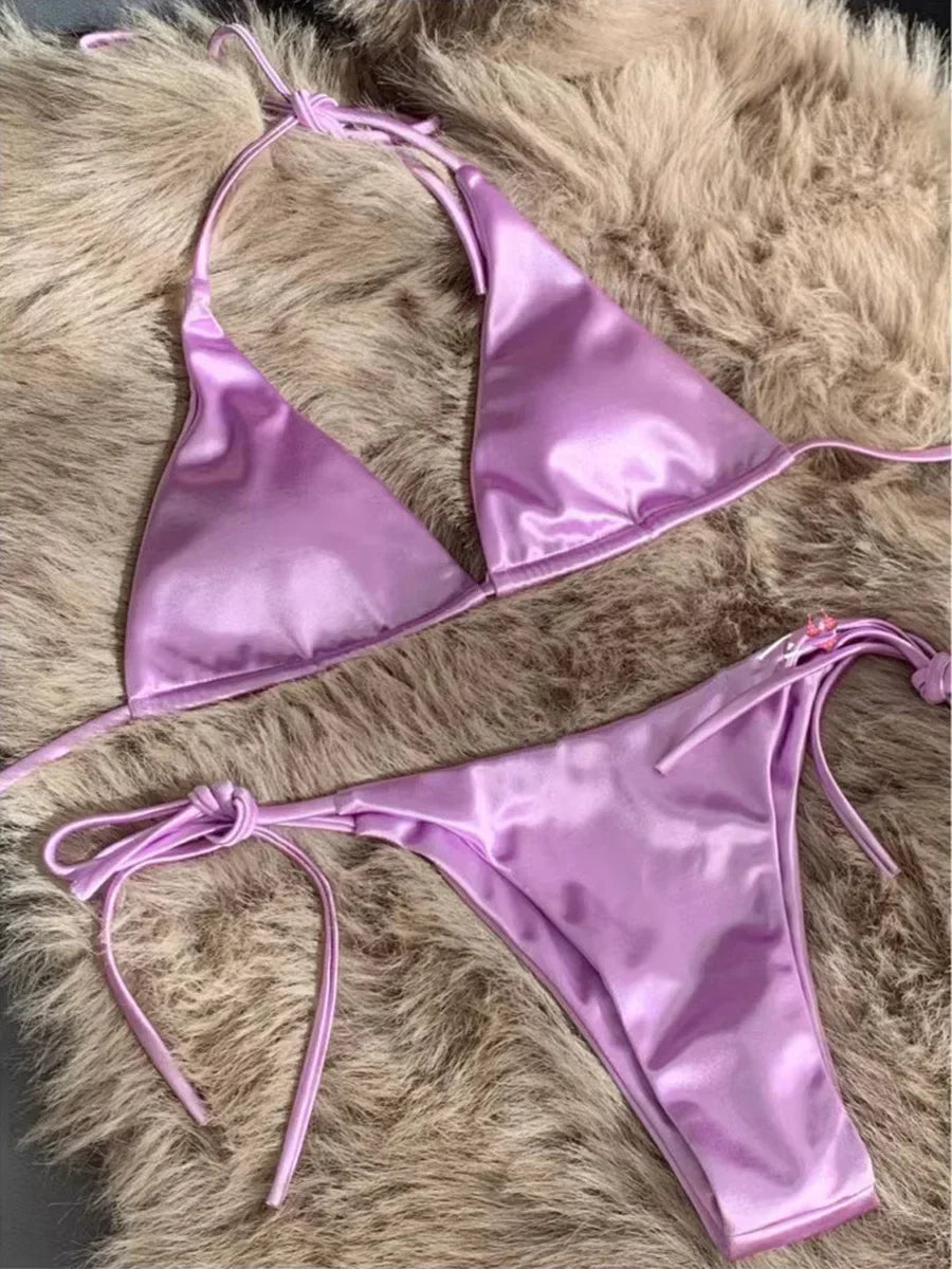 Hailey - Satin look triangle bikini