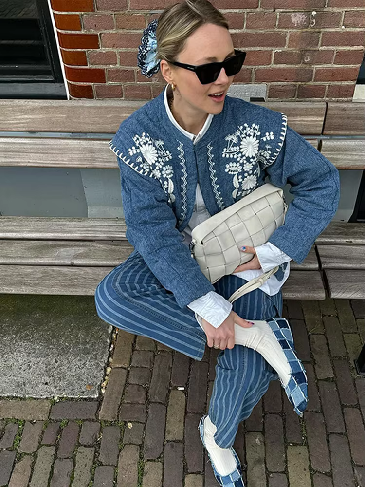 Leena - Embroidered denim jacket