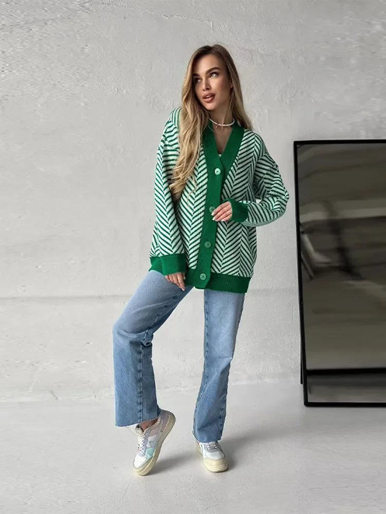 Jillian - Elegant herringbone cardigan