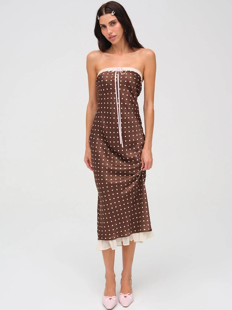 Eugenia - Strapless polkadot dress