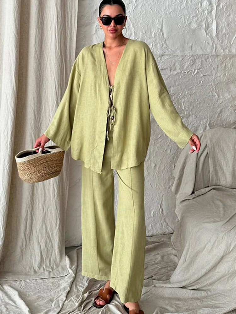 Lisa - Cotton linen blend two piece set