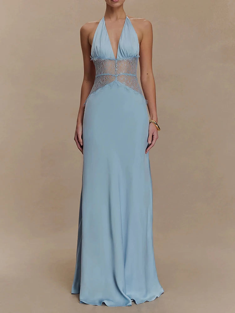 Eve - Halterneck dress with lace detail