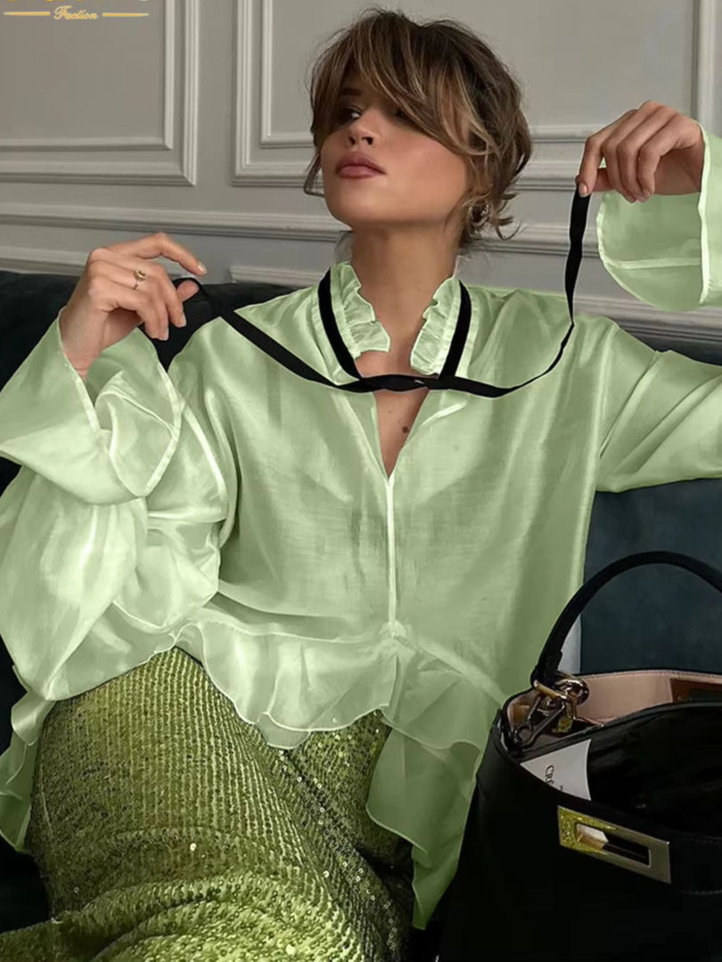 Wilma - Elegant chiffon blouse with ruffles