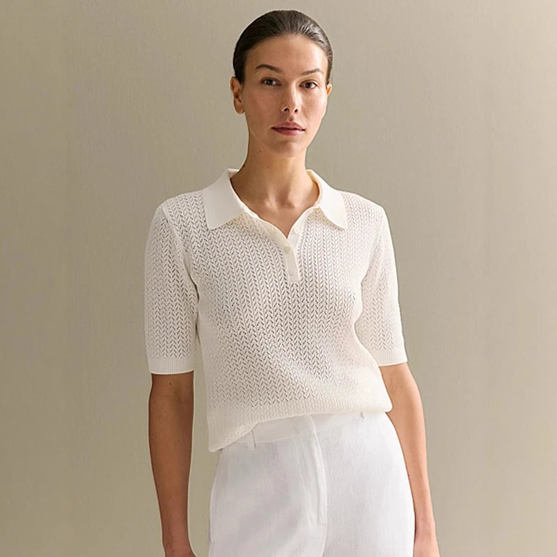 Colleen - Fine knitted polo top