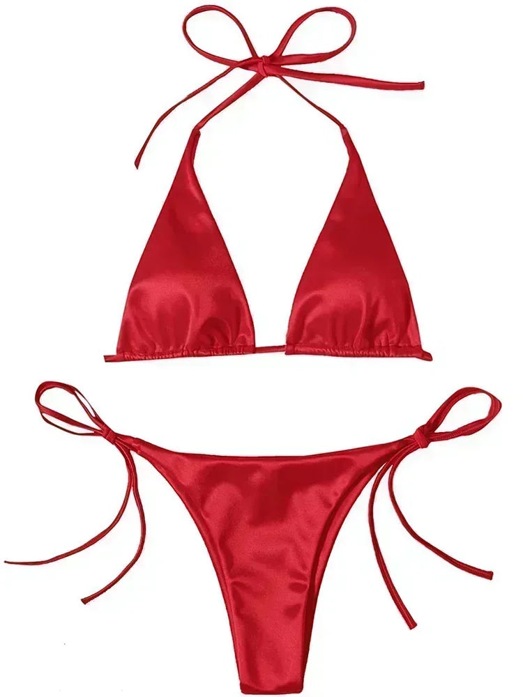 Hailey - Satin look triangle bikini