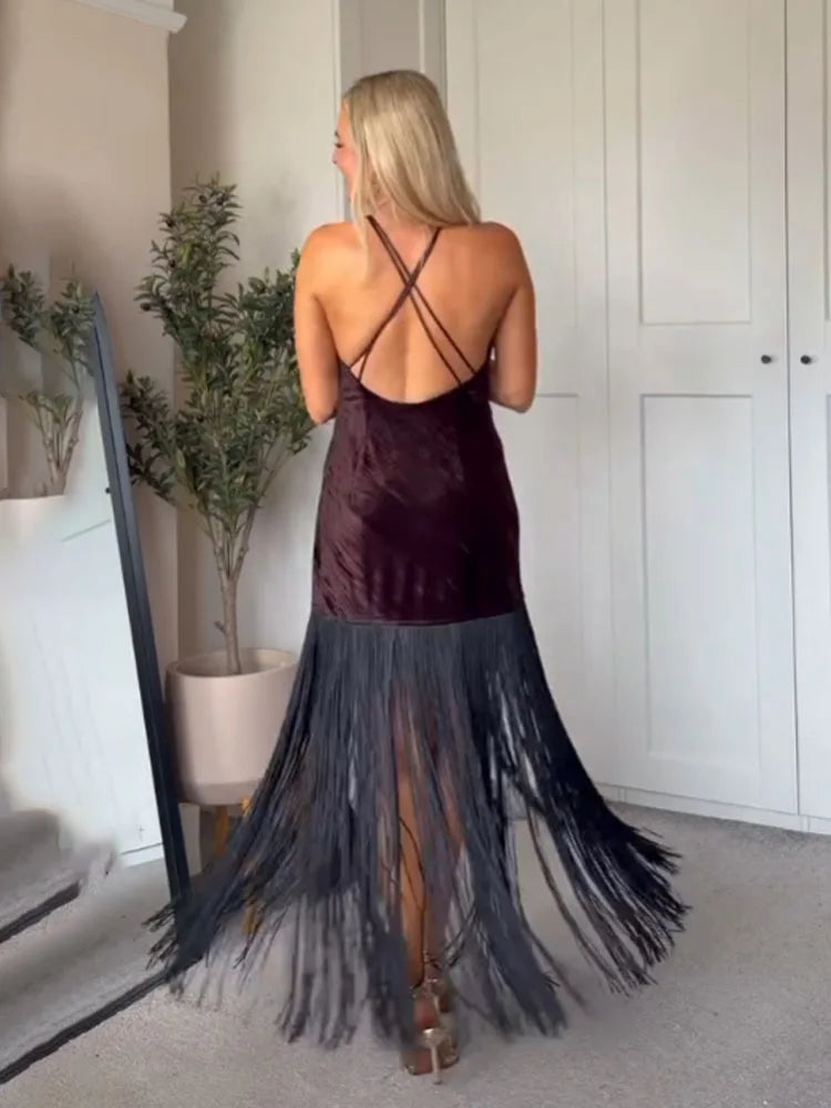 Liliya - Velvet and tassle dress