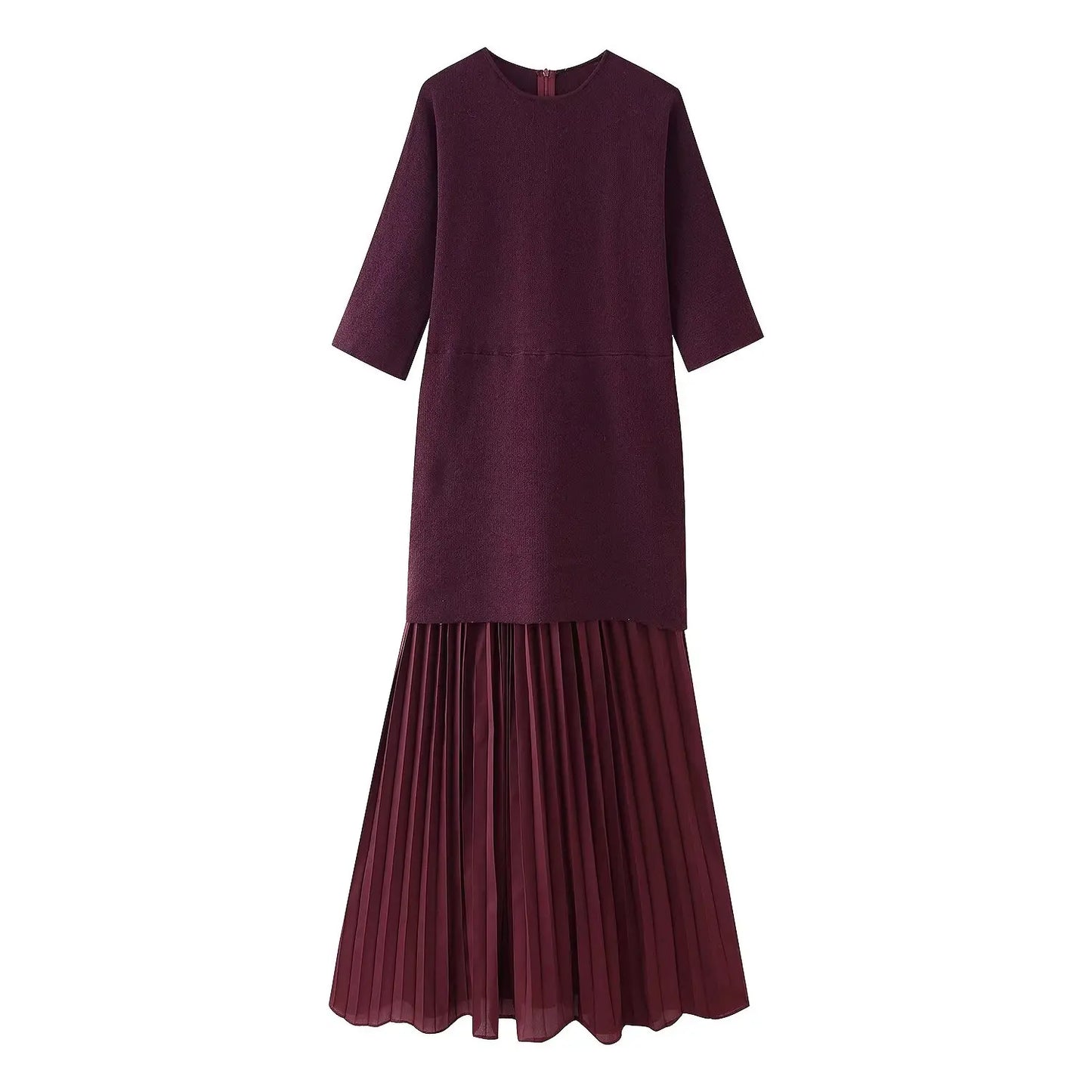 Paola - Pleated short sleeved dress