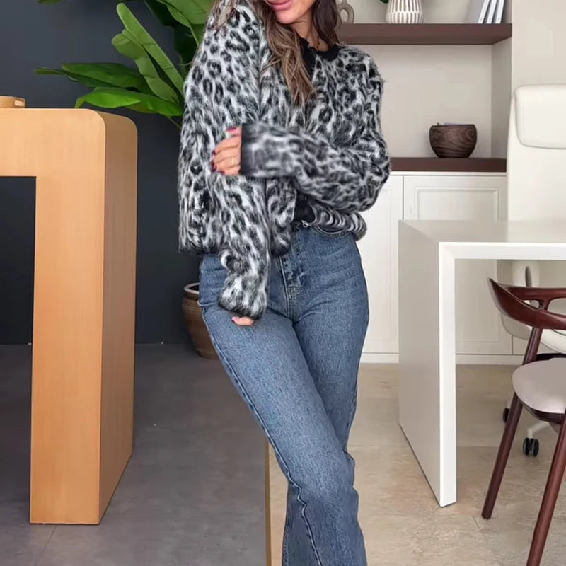 Sofia - Leopard print knitted cardigan