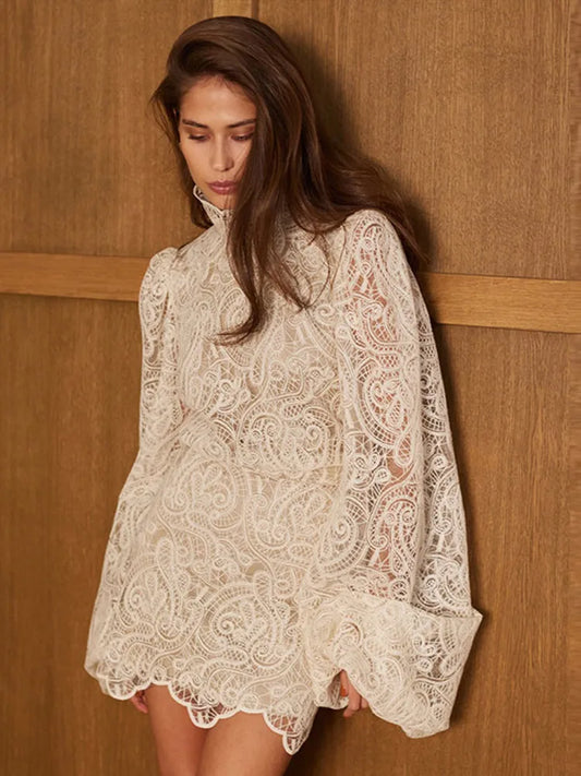 Laura - Elegant lace top and skirt set