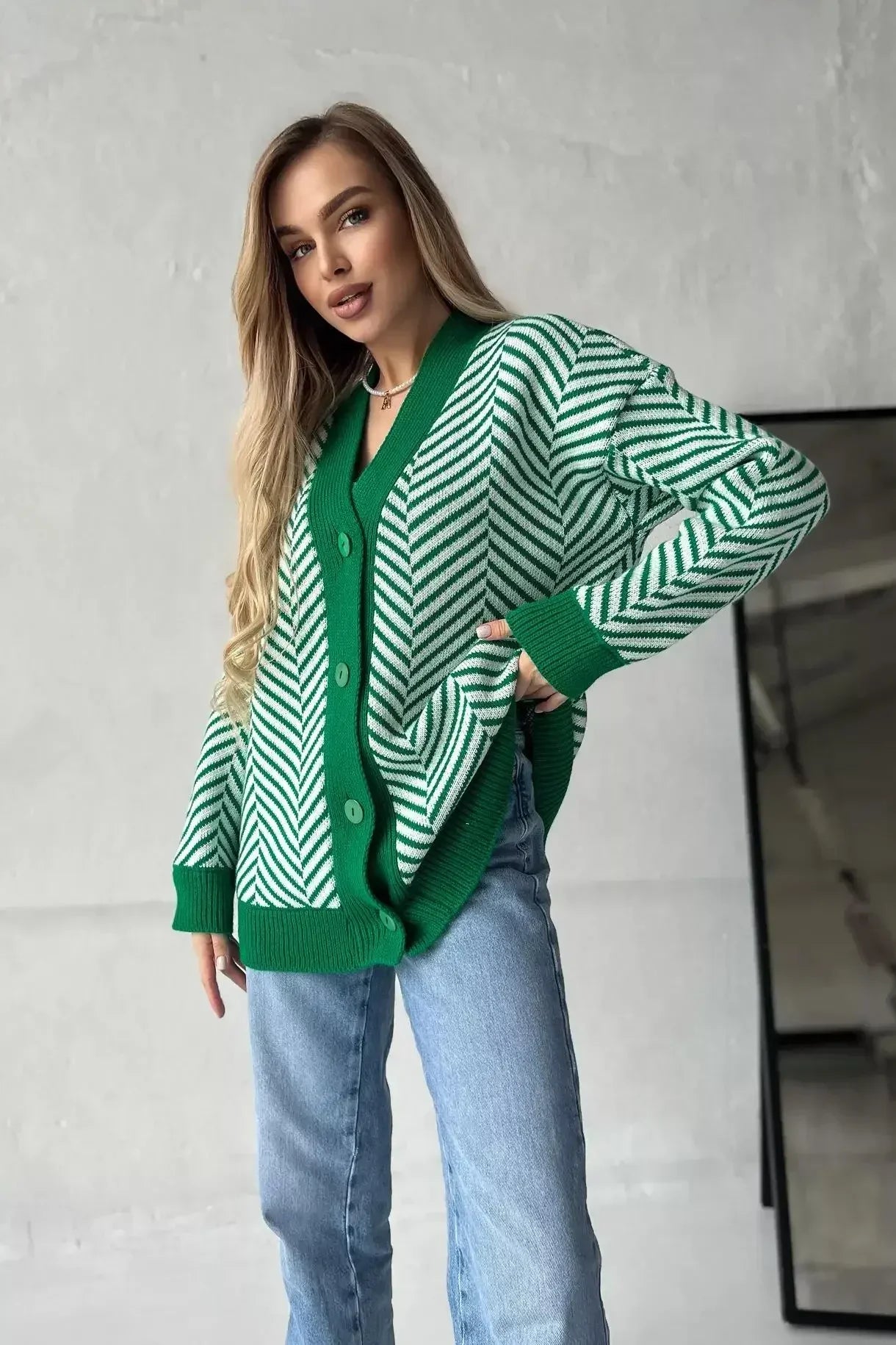 Jillian - Elegant herringbone cardigan