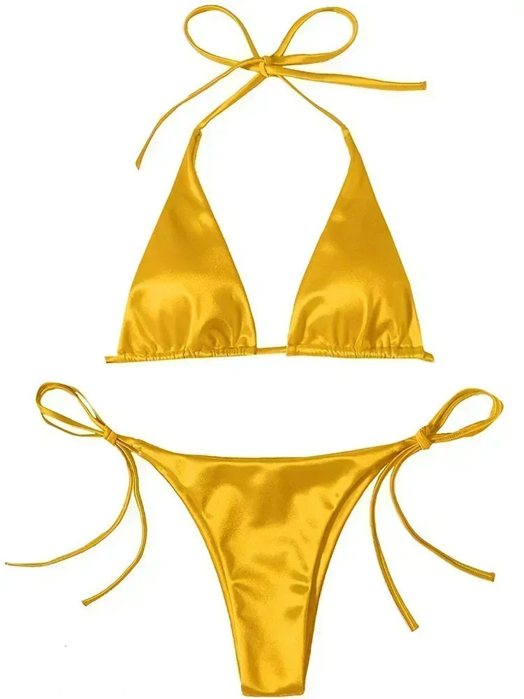 Hailey - Satin look triangle bikini