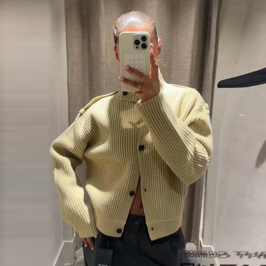 Jackie - Knitted high neck cardigan