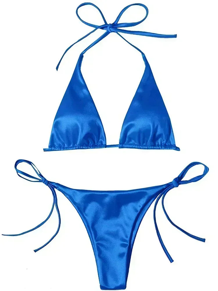 Hailey - Satin look triangle bikini
