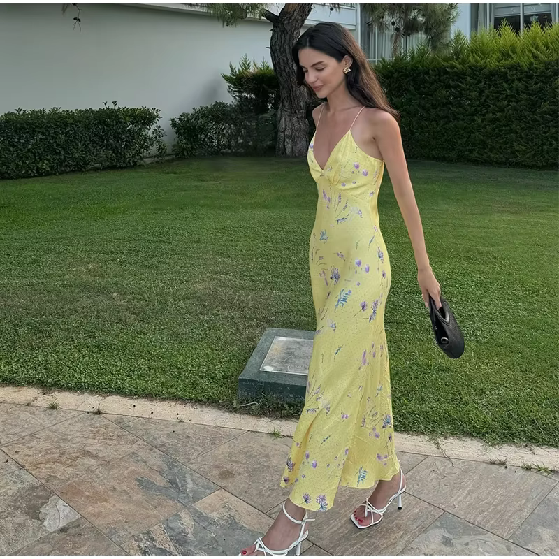 Emily - Satin silk floral dress