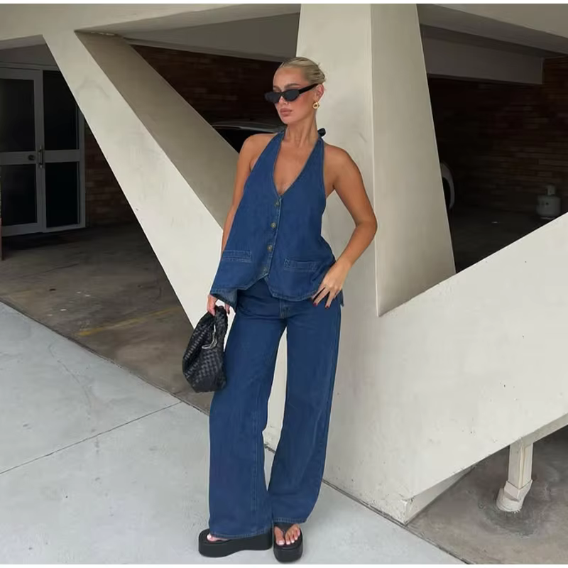 Willow - Elegant denim two piece set