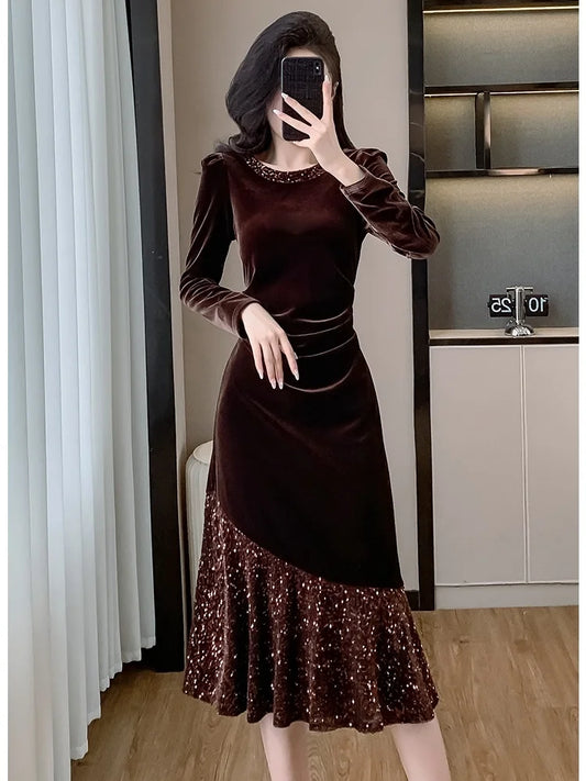Abigail - Velvet and shimmer midi dress