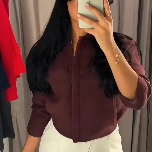 Jaime - Casual fine knitted zipper cardigan