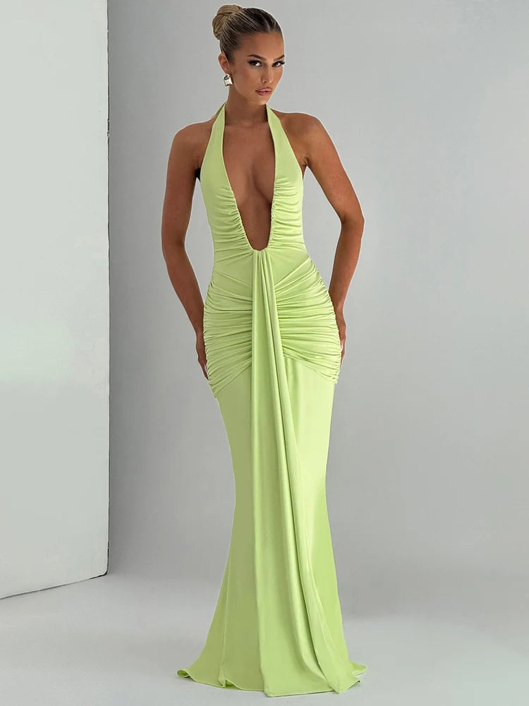 Victoria - Deep neckline figure hugging dress