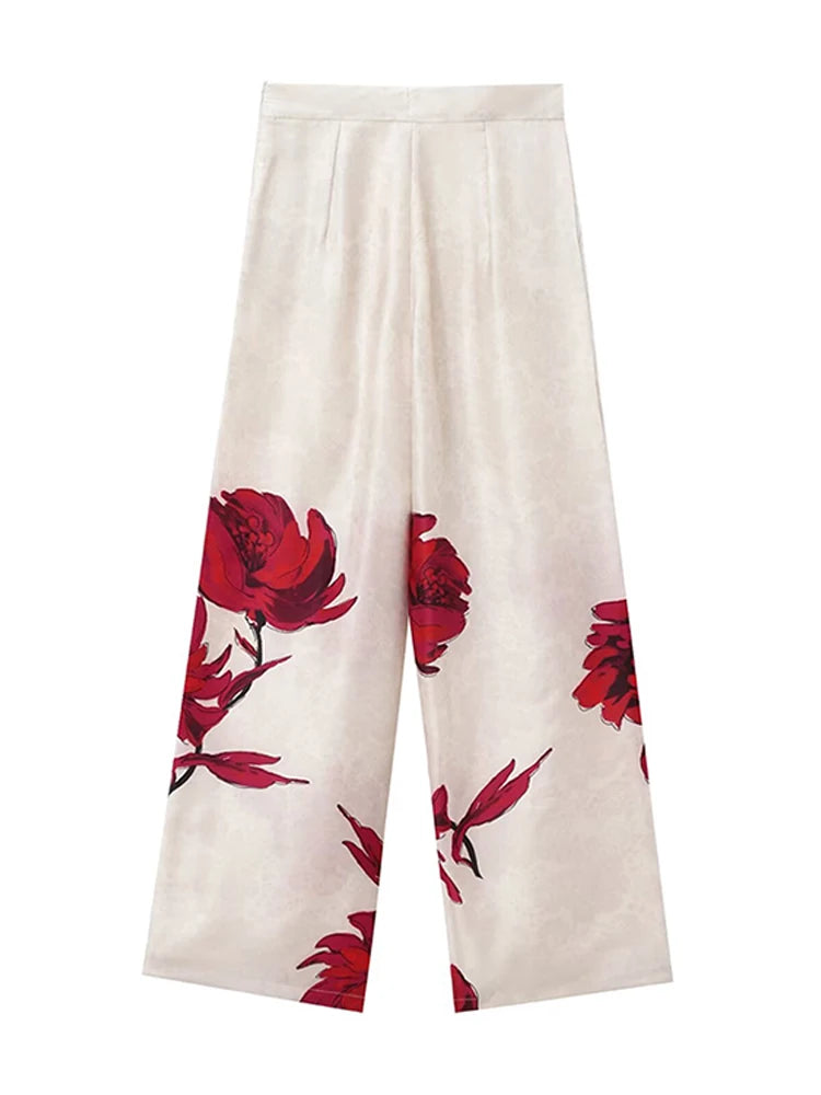 Zadie - Elegant satin silk set with print