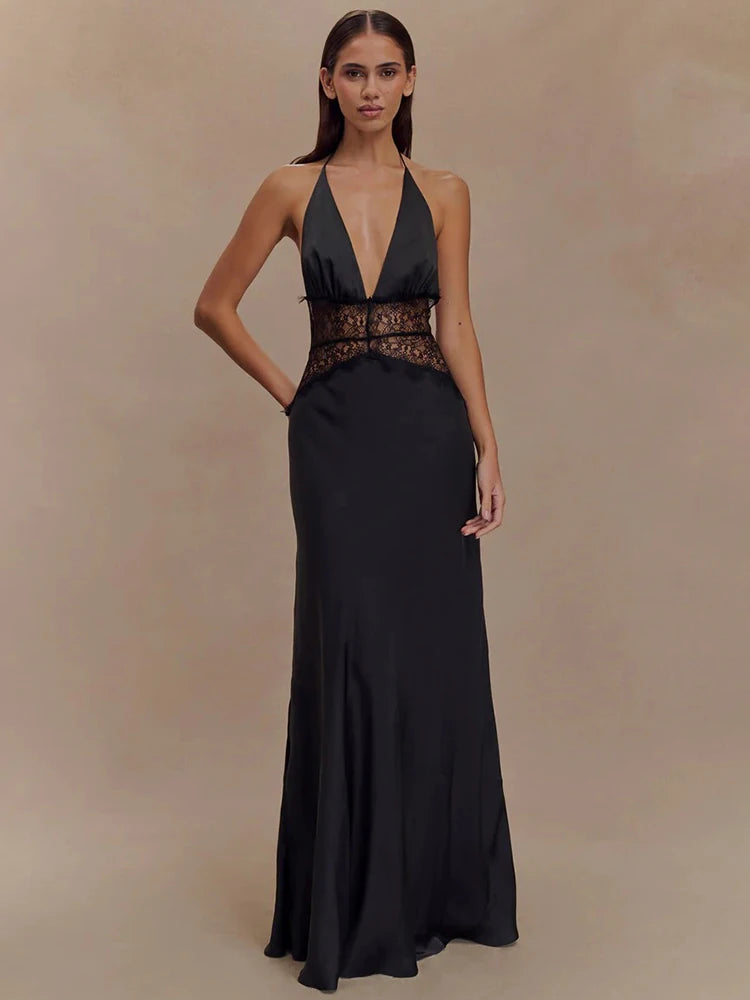 Eve - Halterneck dress with lace detail