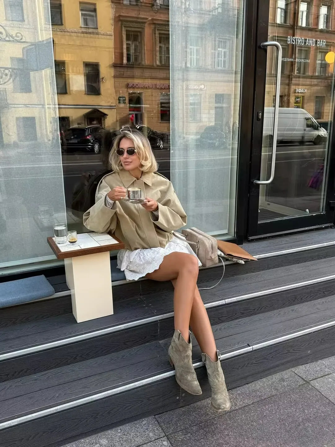 Evelyn - Suede texture zipper jacket