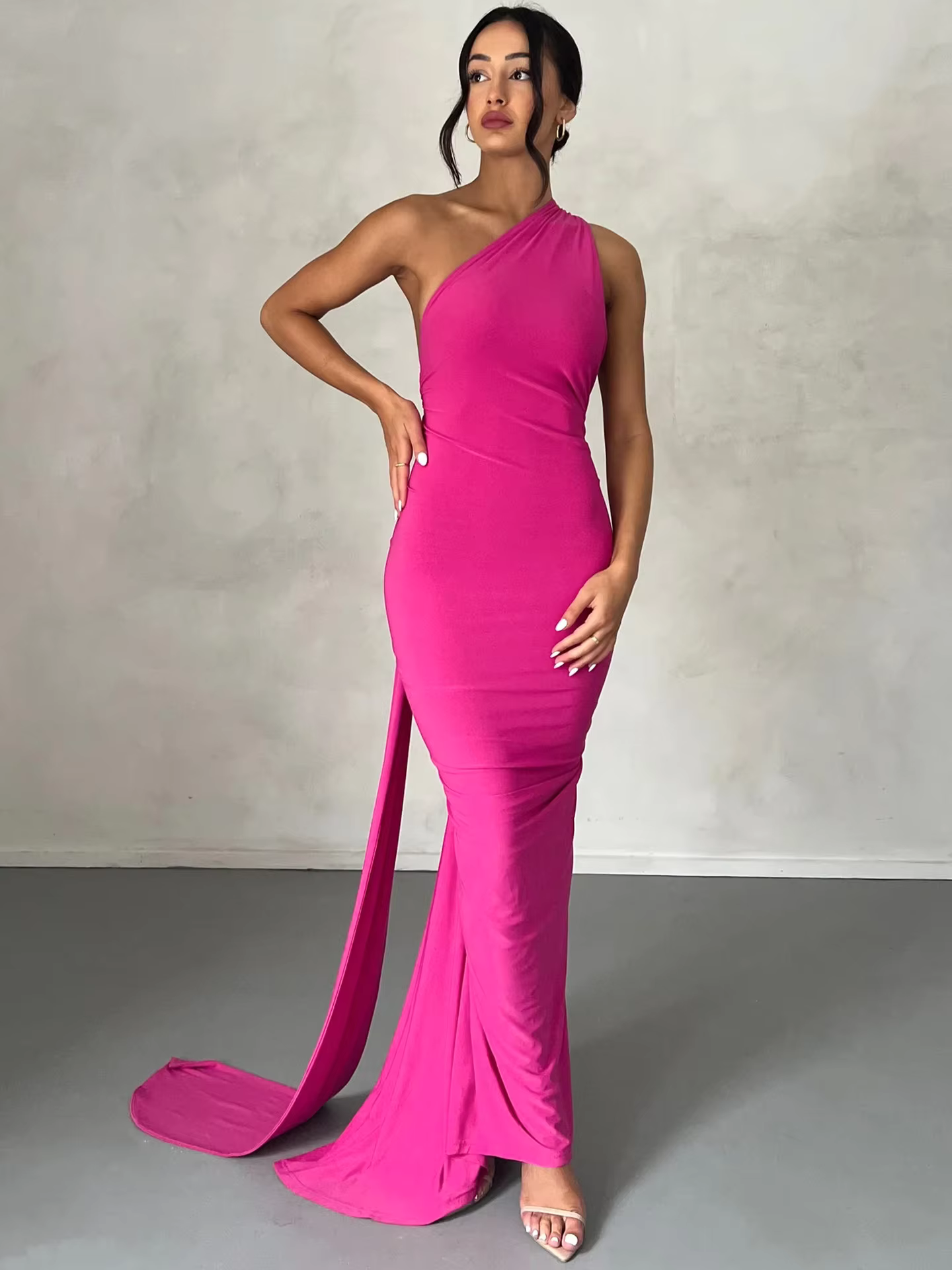 Coralie - Elegant one shoulder long dress