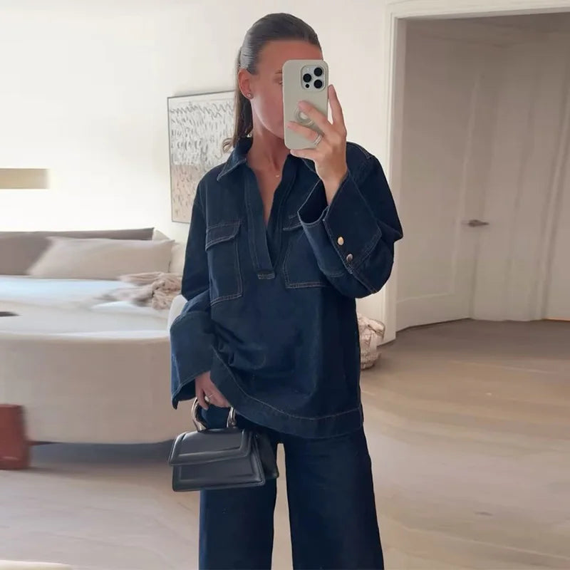 Liora - Casual denim two piece set