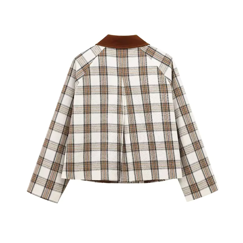 Eloise - Casual short plaid jacket