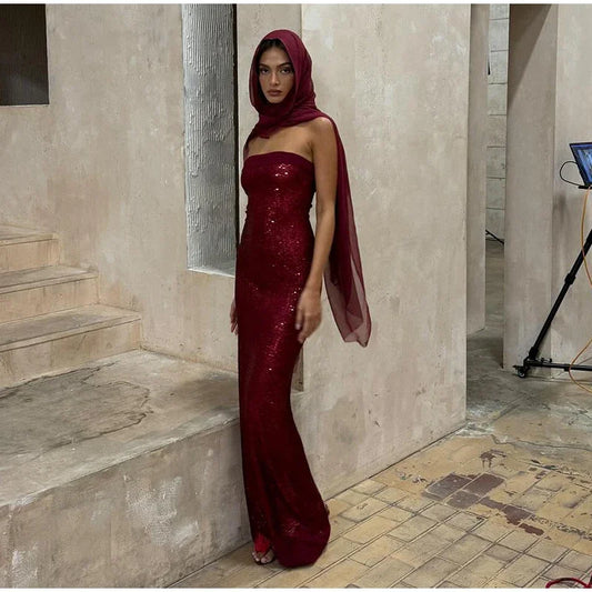 Azura - Strapless sequin dress