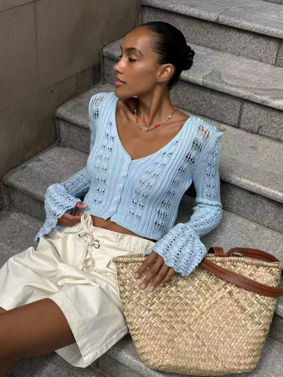 Marie - Fine knitted cropped cardigan