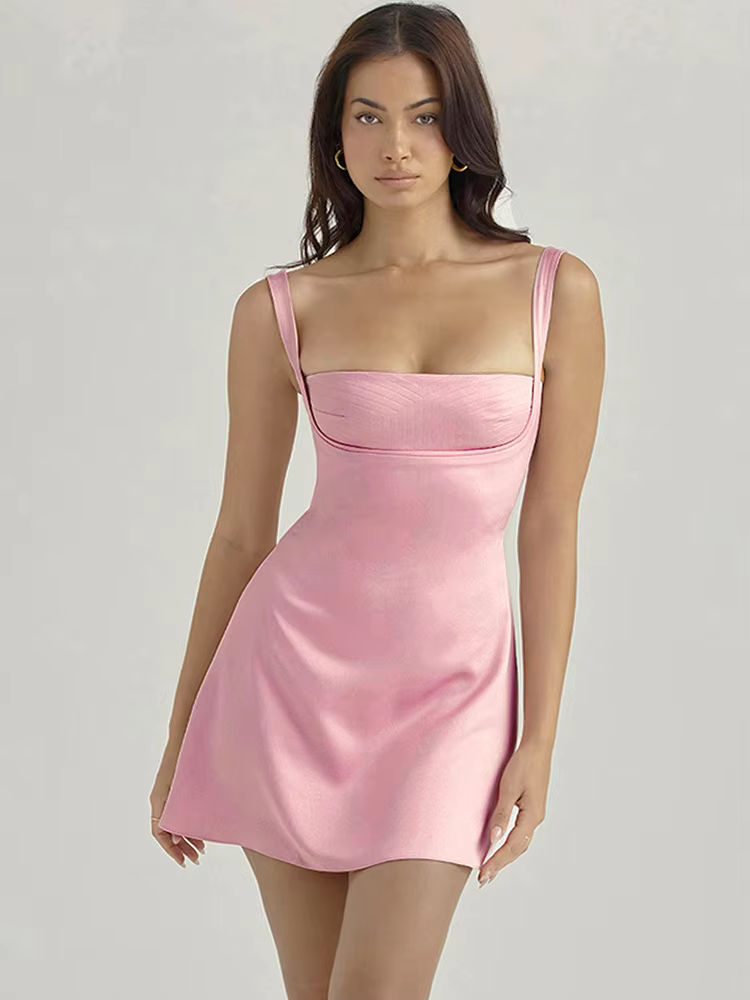 Aimee - Flattering satin silk mini dress