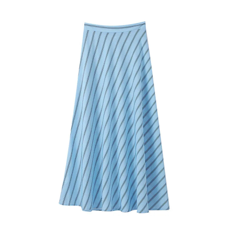 Mirella - Striped poplin blouse and skirt