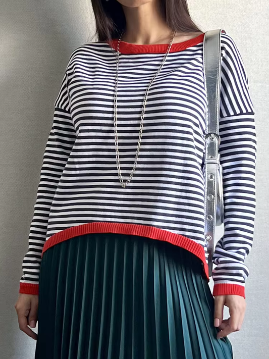 Mirina - Elegant striped long sleeve shirt