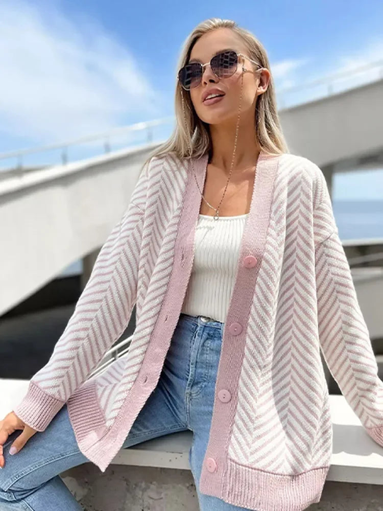 Jillian - Elegant herringbone cardigan
