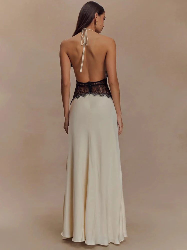 Eve - Halterneck dress with lace detail