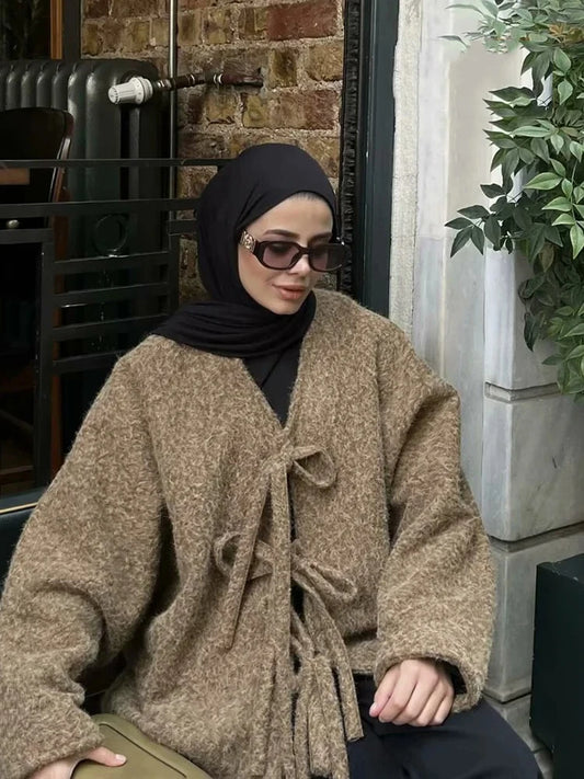 Anouk - Oversized lace up cardigan