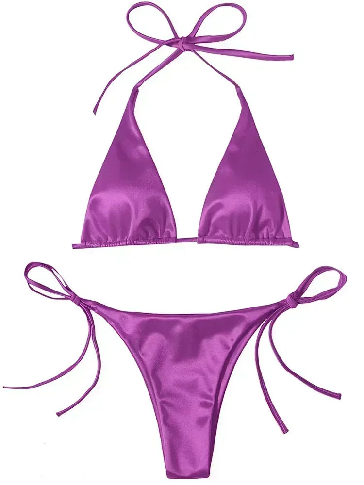 Hailey - Satin look triangle bikini