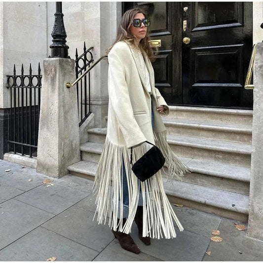 Noemi - Wool blend tassled coat