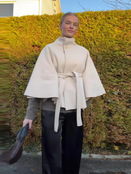 Hazel - Belted cape jacket
