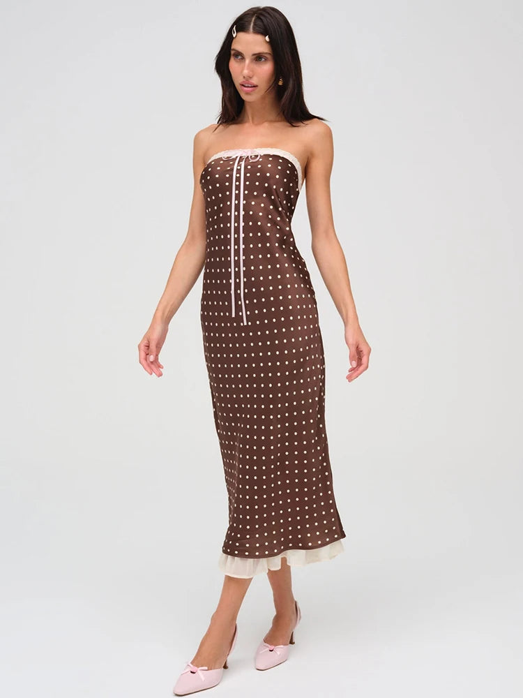 Eugenia - Strapless polkadot dress